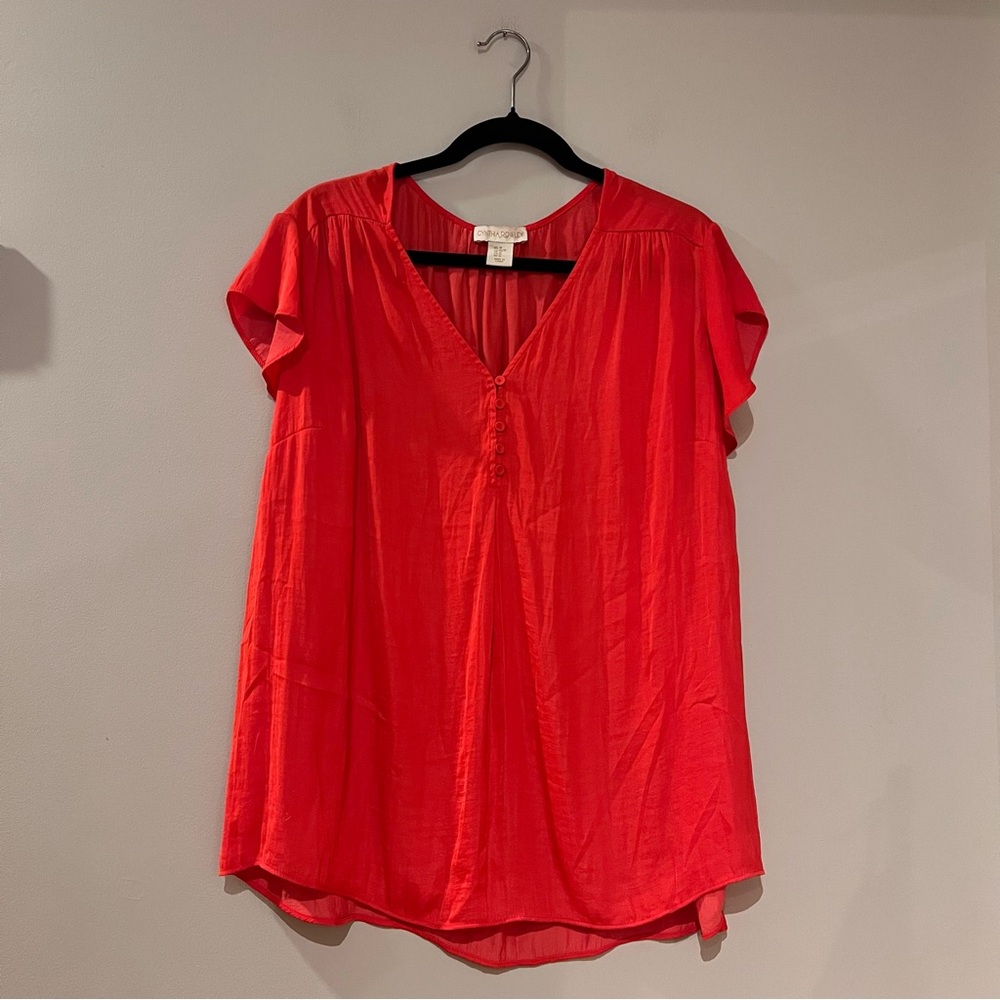 Cynthia Rowley Red Short Sleeve Blouse